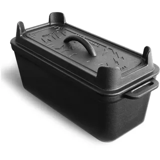 BURNHARD® Grilltopf Gusseisen Kastenform mit Deckel 3,5 l, Gusseisen schwarz