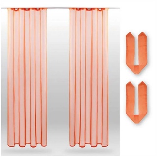 BestLivings Dekoschal Noella Universalband, Voile 2er Pack Gardine - Raffhalter) Transparent Größe: 140 x 245cm orange - Orange
