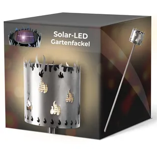 Gartenfackel LED Solar Motiv Flamme - Rost Lampe Gartenlampe LED Leuchte für draußen Gartenleuchte Fackel Garten
