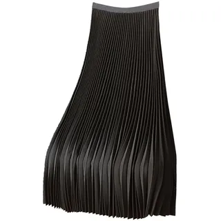 Plisseerock Damen Lang Satin Rock Sommer Elegant High Waist Skirt Seidenrock Einfarbiger Übergröße Vintage Midirock Modisch Und Vielseitig