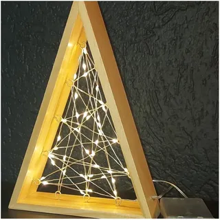 FHS International Holztanne 40 LED 18x5,5x25 cm 6/18 Stunden Timer