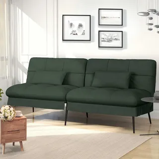 COMHOMA Schlafsofa mit Schlaffunktion, Futonbezug ausklappbar, Ecksofa, Gästesofa 3-Sitzer mit Verstellbarer Rückenlehne, Stoff