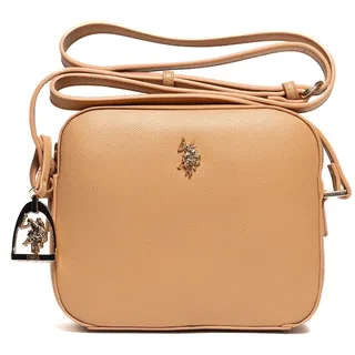 Schultertasche U.S. POLO ASSN. "JONES CROSSBODY BAG Damen", Damen, Gr. B/H/T: 6cm x 16cm x 6cm onesize, beige (camel), Polyurethan, Taschen Schultertasche, Schultertasche Damen, kleine Handtasche, Fashion, Lifestyle, Sale