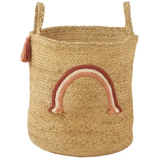 VERTBAUDET Kinderzimmer Aufbewahrungskorb REGENBOGEN, Jute beige/wild sahara