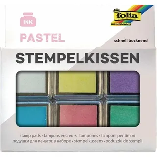 Folia Stempelkissen Pastell Weiß/Hellgelb/Flieder/Hellblau/Rosa/Hellgrün 6 St.