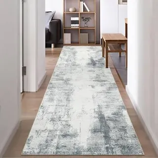 Teppichläufer Flur rutschfest waschbar 80x300 80 x 300 cm Grau