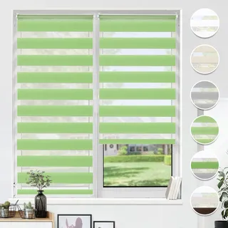 HOMEDEMO Doppelrollo Klemmfix ohne Bohren & mit Bohren, Rollos für Fenster und Tür, 40x120cm (Stoffbreite 40cm, Grün), Duo Rollo Klemmrollo lichtdurchlässig, Fensterrollo Sichtschutz