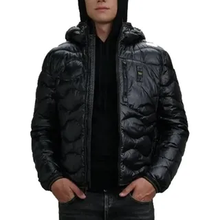 Blauer Wave leichte warme gesteppte Herren Daunenjacke Schwarz mit Zwei-Wege-Reißverschluss - Schwarz - M