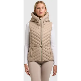 Steppweste KHUJO "DEMIE", Damen, Gr. M, latte beige, Web, 100% Nylon, unifarben, slim fit hüftlang, Westen Steppweste