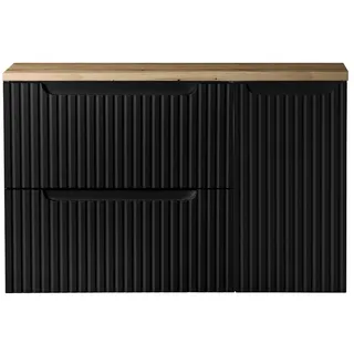 Lomadox Waschtisch-Unterschrank 90cm, in schwarz mit Eiche, NEWPORT-56-BLACK
