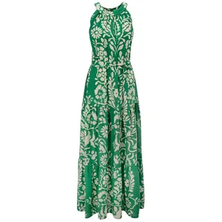 Aniston CASUAL Sommerkleid (mit abnehmbaren Bindeband) mit extravagantem Blumendruck - jedes Teil ein Unikat beige|grün 48 EU