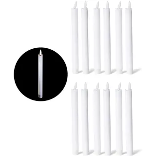 Novaliv, LED Kerzen, LED Stabkerze mit Timerfunktion 12er Set - Weisse Stabkerze LED bewegliche Flamme Timer - 20cm Höhe (12x)