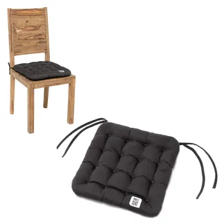 HAVE A SEAT Luxury - Sitzkissen 40x40 cm (4 St.) - bequemes Stuhlkissen, orthopädisch, waschbar bis 95°C, Trockner geeignet, farbecht - Made in Germany - (40x40 cm - 4er Set, Grau-Anthrazit)