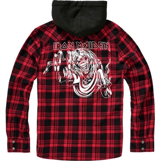 Brandit Iron Maiden Checkshirt Eddie, Kapuzen-Hemd/Jacke - Rot/Schwarz/Weiß - 3XL