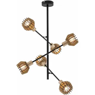 Briloner LED Stangen-Kronleuchter, Wohnraumlampe 6 x E14, schwarz, braun, gold
