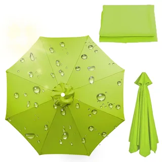 8 Streben-4M Sonnenschirm Ersatzbezug, UV-Schutz, Wasserdicht Überdachung Ersatzabdeckung für Terrasse Garten (Light Green)
