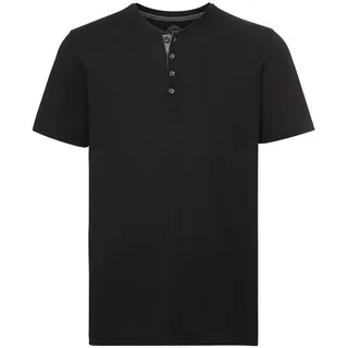 Russell Herren Henley HD T Herren T-Shirt mit Knopfleiste R-168M-0 schmale Passform, black, S