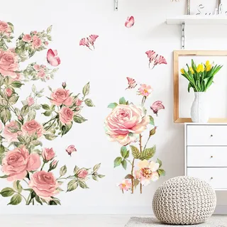Bunte Blumenstrauß-wandtattoos, Rosenblüten-wandaufkleber, Florale Wanddekoration Für Wohnzimmer, Schlafzimmer Und Sofas