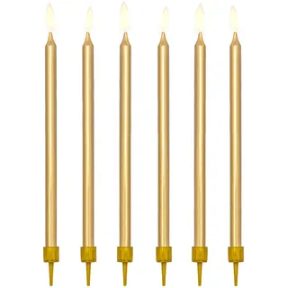 12 Stück Geburtstagskerzen in Gold 12,5cm Kuchenkerzen
