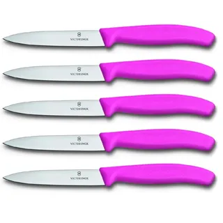 Victorinox | Gemüsemesser 5er Set Pink | Swiss Classic 10 cm | glatter Schliff | ideales Tomatenmesser für jede Küche