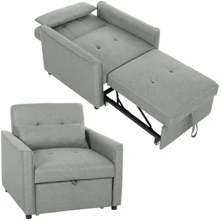 MC Star Schlafsofa 3-in-1 Schlafsessel, Ausziehbarer Sofa-Bett Sessel, mit Verstellbarer Rückenlehne, Grau grau