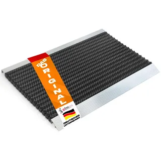 etm fussmatte aussen - 40 x 60 cm - schmutzfangmatte, aus Alu -Verschiedene Modelle - rostfrei & wetterfest - Haustür fussmatte innen (Profi Brush schwarz - mit Alu Rahmen)
