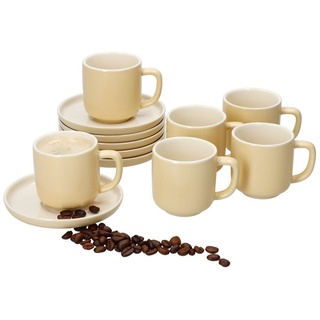 Ritzenhoff & Breker Tasse Ritzenhoff 6er Set Jasper Espressotassen mit Untertassen Vanille, Steingut gelb