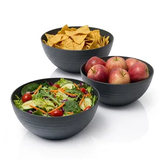 Hausfelder Servierschüssel Salatschüssel Set Schüsseln für Salat, Chips, Obst in Schwarz, Kunststoff, (3er Set, 3-tlg), spülmaschinengeeignet, BPA-frei, bruchfest, Wellen-Design schwarz