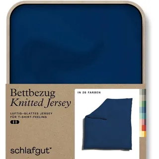 Schlafgut Bettbezug Premium Bettbezug Knitted Jersey (1 St), (1 St), Ton-in-Ton Reißverschluss, Bio-Baumwolle mit Elasthan, Uni, OEKO Tex blau 200 cm x 200 cm