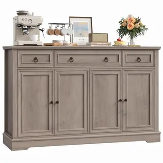 LuxusKollektion Küchenbuffet Sideboard Küchenschrank Buffetschrank 3 Schubladen 4 Türen Weiß beige