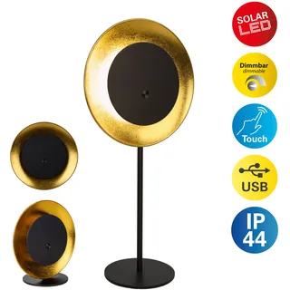 NÄVE Solarleuchte Metall B:11,8cm H:41,5cm L:20cm inkl. Dimmfunktion gold