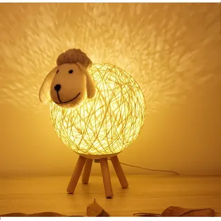 1 Stück Led-nachtlicht, Nachttischlampe Aus Rattan In Schafform, Kindernachtlicht