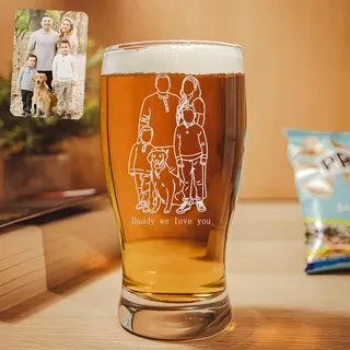 Drawelry Personalisiert Foto Biergläser mit Bild Name Text Drucken Bierglas Glasbecher 570ml Bier Trink Gläser Vatertag Geburtstag Geschenke für Männer Papa Großvater Ehemann Freunde (B6)