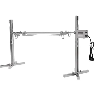 30kg Elektrisch Grillspieß mit 2 Fleischnadeln, BBQ Spanferkelgrill Lammgrill Edelstahl Grill Drehspieß, 72cm BBQ Spieß Spanferkelgrill Spiessdreher mit Motor