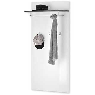 BOSTON Garderobenpaneel in Weiß, Anthrazit - Moderne Hutablage mit zuverlässigen Wandhaken für Jacken & Taschen - 70 x 151 x 27 cm (B/H/T)
