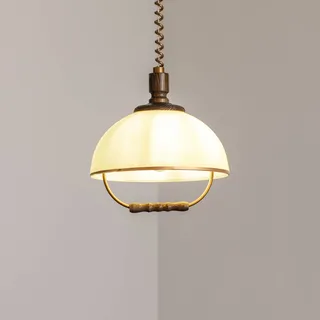 Glas Hängelampe Ilsa Lamkur, dimmbar, messing / gold, für Küche, Glas, Landhaus / Rustikal, Pendelleuchte - 30 cm - 30 cm - 18 cm
