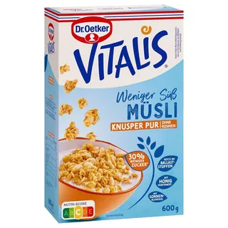Dr. Oetker Vitalis Knusper Pur weniger süß Müsli 600,0 g, 1 St.