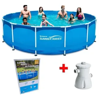 Schwimmbecken Frame Pool Familiy Planschbecken Summer Waves 457cm inkl Pumpe Neu