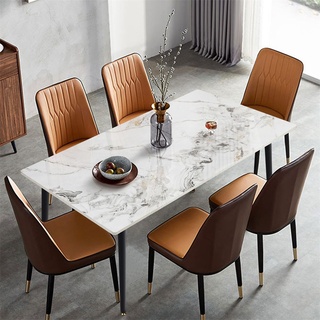 WISFOR Esstisch Marmor Optik, Küchentisch Esszimmertisch für 4-6 Personen, 120cm Rechteckig Tisch mit rutschfesten Beinen aus Metall, Kaltes Jade...