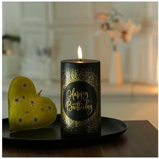 UYUNI Lighting LED-Kerze LED Kerze HAPPY BIRTHDAY Geburtstagskerze Geschenk H: 15cm bis 1000Std (1-tlg) schwarz