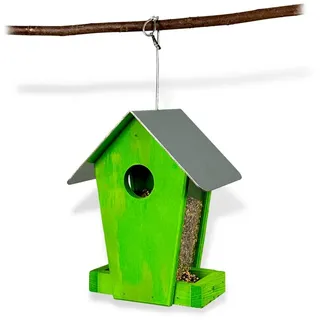 gartenetage Vogelhaus Streufuttersilo Schweden – Bunte Vogelfütterung für Ihren Garten, Wetterfestes Design, Einfache Handhabung, Für Wildvögel grün
