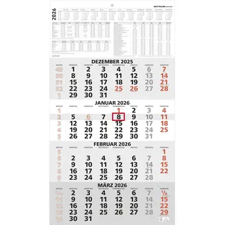 Zettler 4-Monatskalender Wandkalender 2026 33 × 59 cm