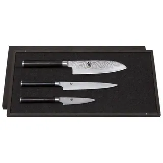 KAI Santokumesser Shun Classic, 3-teiliges Messer-Set mit Officemesser, Allzweckmesser & schwarz|silberfarben