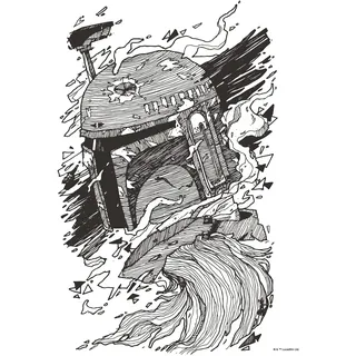 KOMAR Disney Poster, Star Wars Boba Fett Schwarz-Weiß 40 x 50 cm 612184