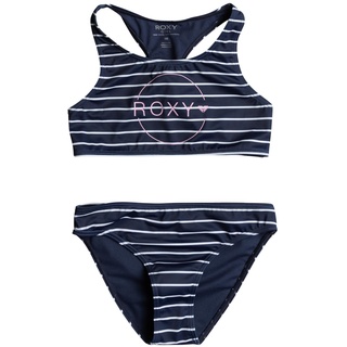 Roxy Bico Basic Stripe - Zweiteiliges Crop-Top-Bikini-Set für Mädchen 6-16 Blau