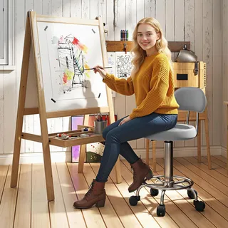 Homcom Rollhocker Kunstleder Grau