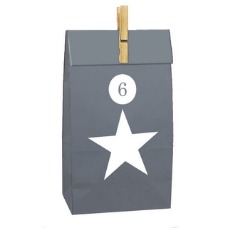 Spetebo befüllbarer Adventskalender Adventskalender mit 24 Papiertüten - Stern (Packung, 24-tlg), zum Befüllen grau