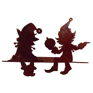 Rostalgie Edelrost Kantenfigur Wichtel 30 x 20 cm Figur Garten Dekoration Weihnachten