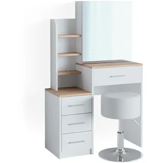Vicco Schminktisch Conrada Weiß Sonoma Schminkspiegel 80x132 modern Hocker Schlafzimmerkommode Schminkkommode Schublade Spiegelschrank Frisierkommode Make-Up-Tisch