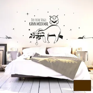 Wandtattoo Wandaufkleber Wandbild Faultier Eule Der frühe Vogel kann mich mal M2045 ilka parey wandtattoo-welt® - ausgewählte Farbe: *schokobraun* - ausgewählte Größe: *S - 40cm breit x 22cm hoch*